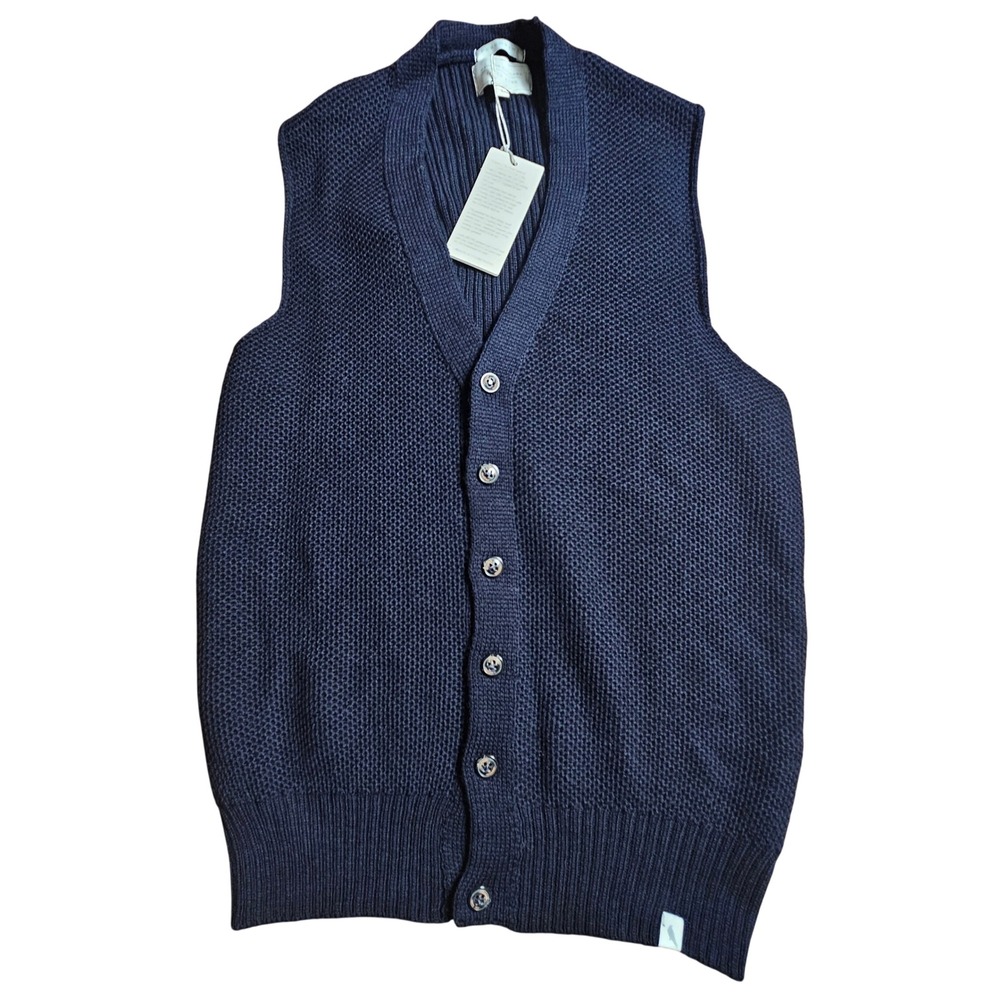 Peregrine 100% Wool Button Front Cardigan Vest L Made in England Quiet Luxury